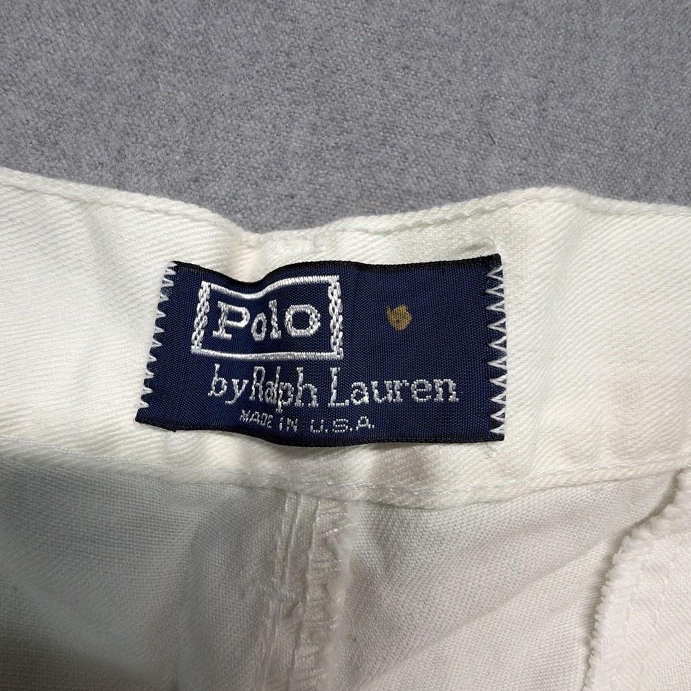 Vintage Polo Ralph Lauren Made In USA Double Pleated Chino Shorts Beige 30" - Picture 2 of 9